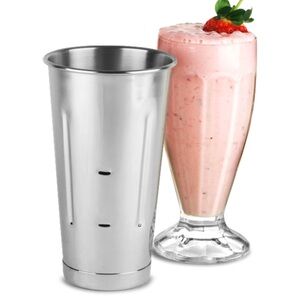 WILLIAMSON STAINLESS STEEL MILKSHAKE CUPS SET OF 2.
